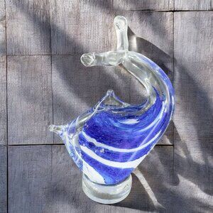 Vintage Heavy Fish Art Glass Figurine Sculpture Glassware Decor Paperweight VTG